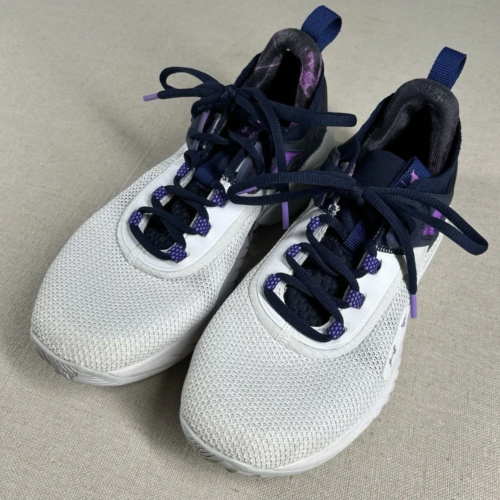Size 9 - Under Armour Project Rock 5 Disrupt White Midnight Navy W